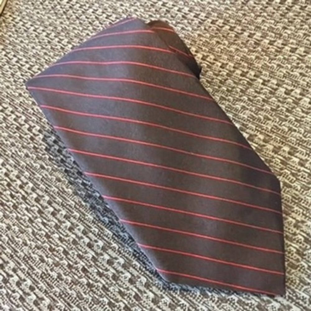 Brooks Brothers Necktie Men Brown Red Striped Repp Dark Academia Preppy Silk USA